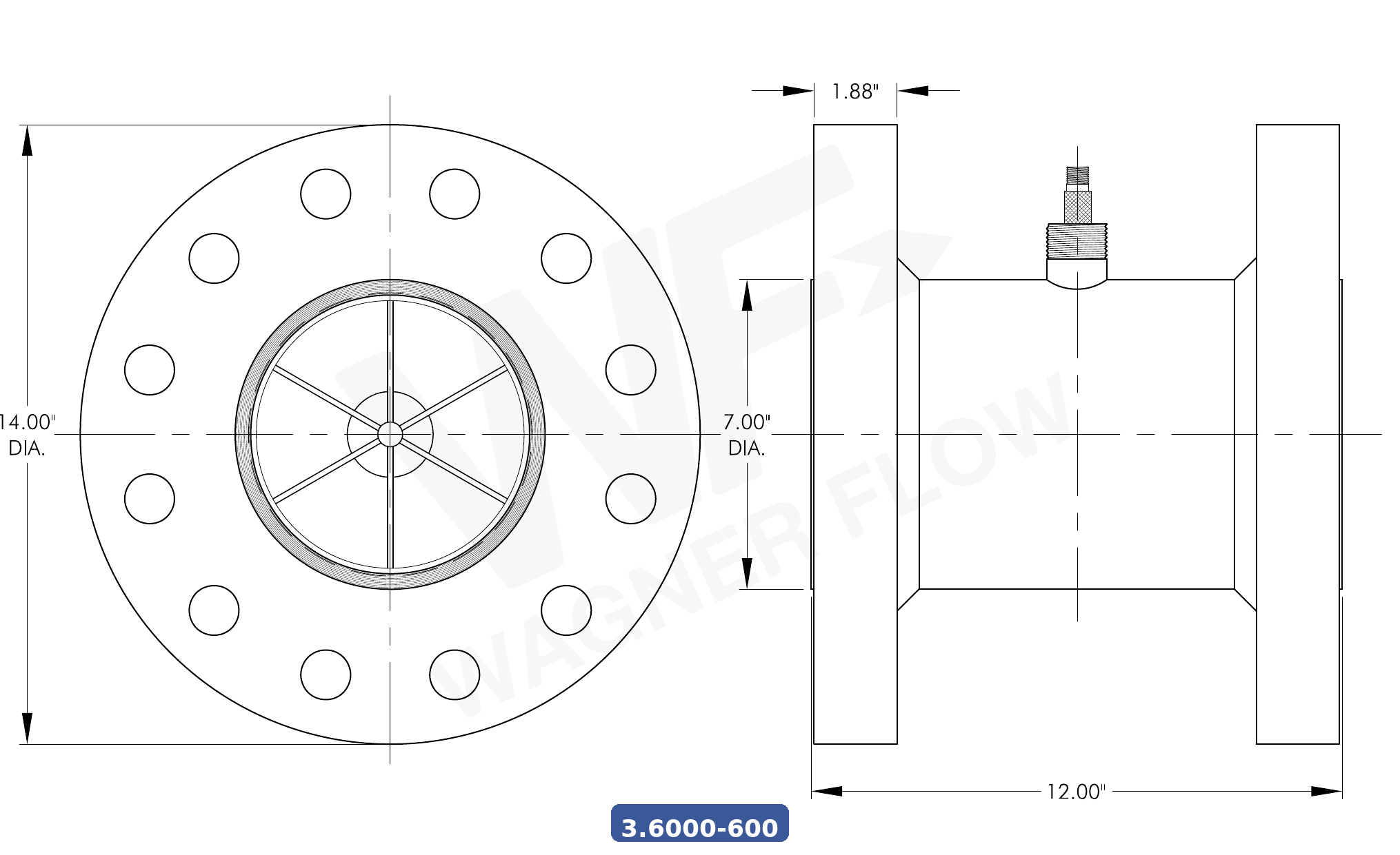 3-6000-600SS316 - Wagner Flow Turbine Flow Meter