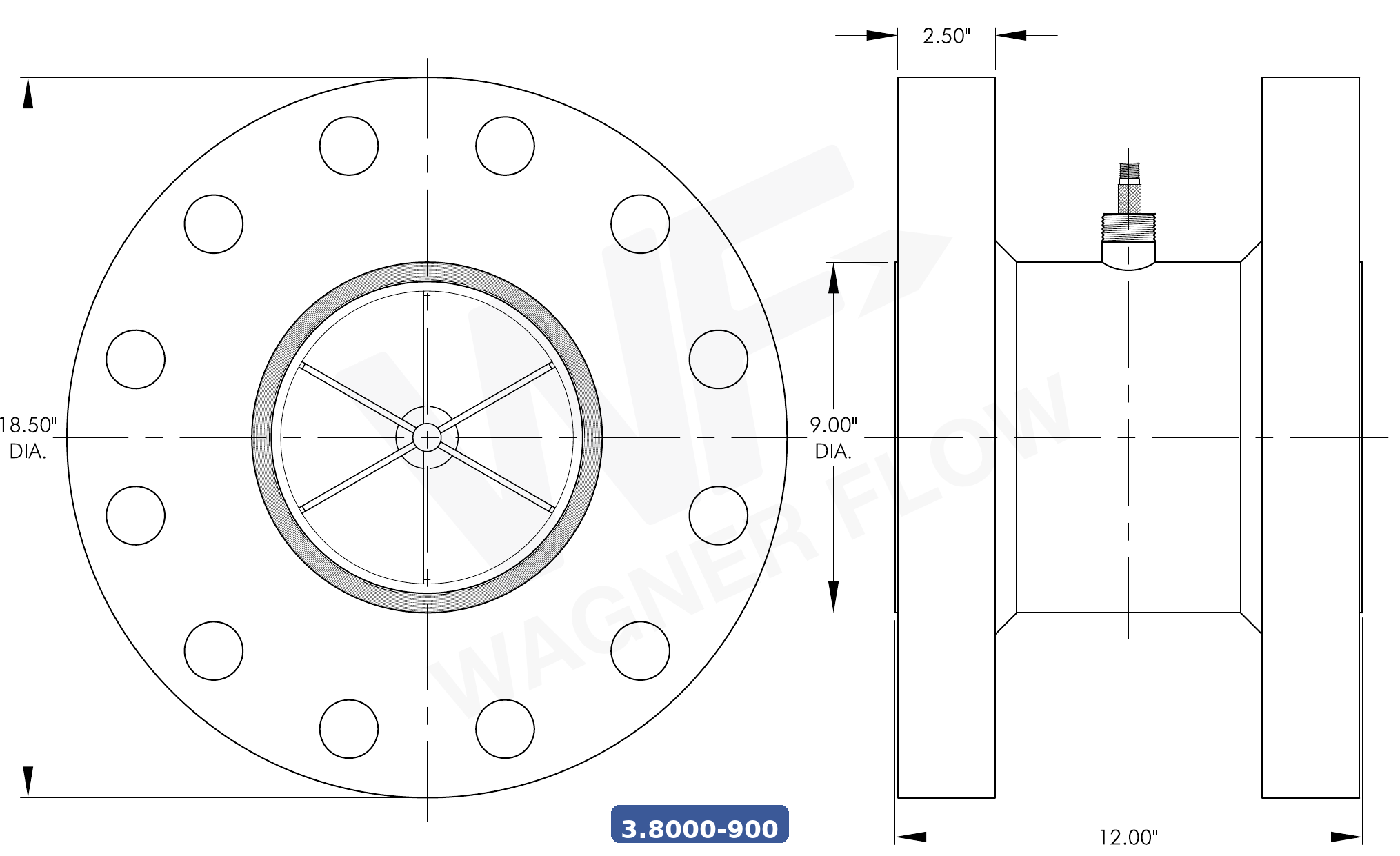 3-8000-900SS316-6 - Wagner Flow Turbine Flow Meter