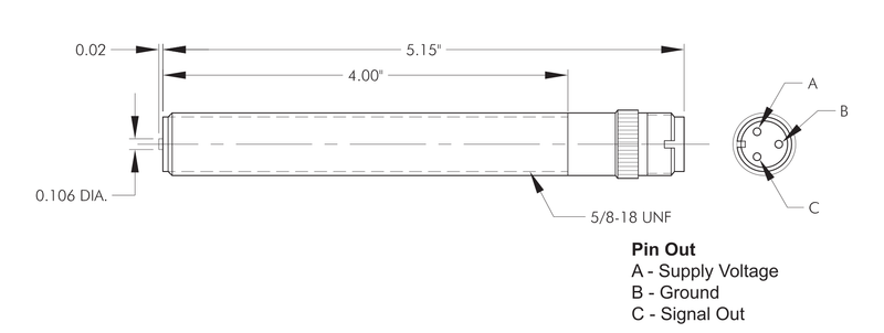 4-5016 Amplified Magnetic Pickup Technical Drawing