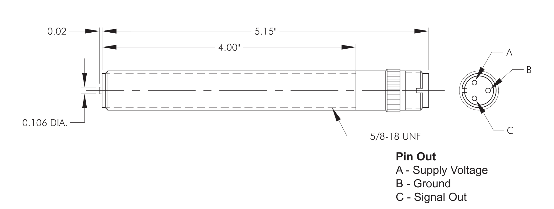 4-5016 Amplified Magnetic Pickup Technical Drawing