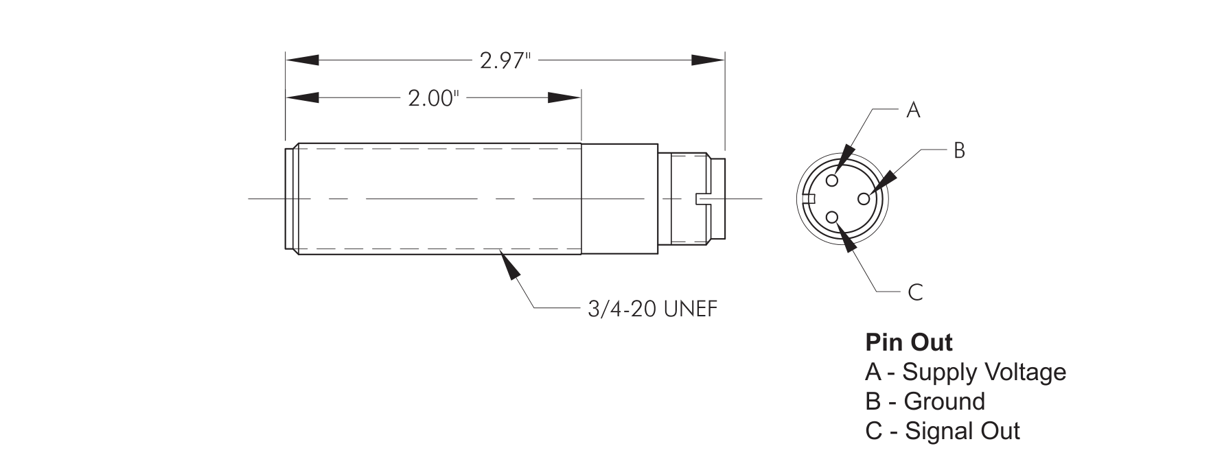 4-5017 Amplified Magnetic Pickup Technical Drawing