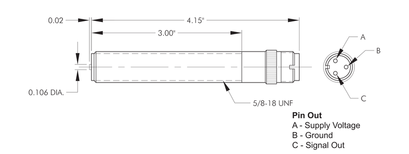 4-5030 Amplified Magnetic Pickup Technical Drawing